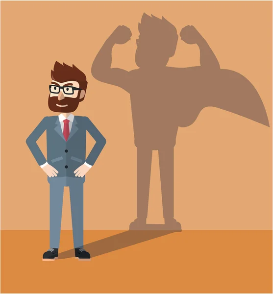 Business hero as shadow — Stock Vector