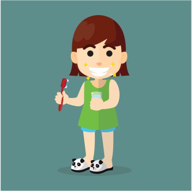 Kız dişlerini fırçala