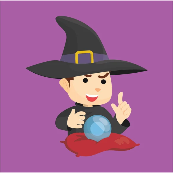 Boy using wizard costume — Stock Vector