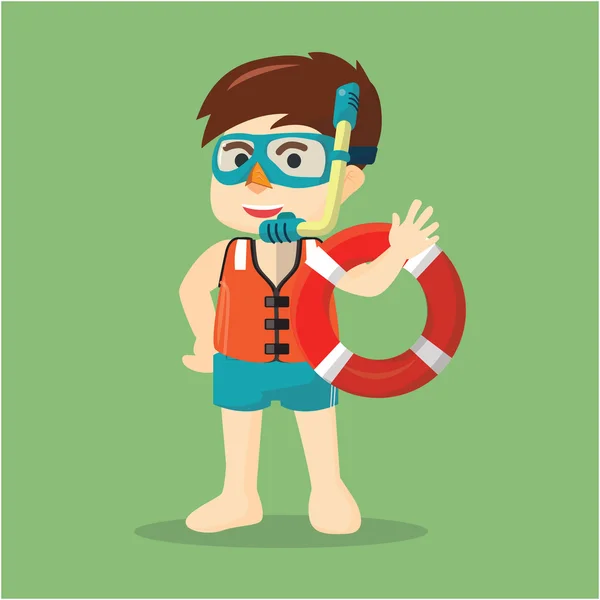 Chico con snorkel — Vector de stock