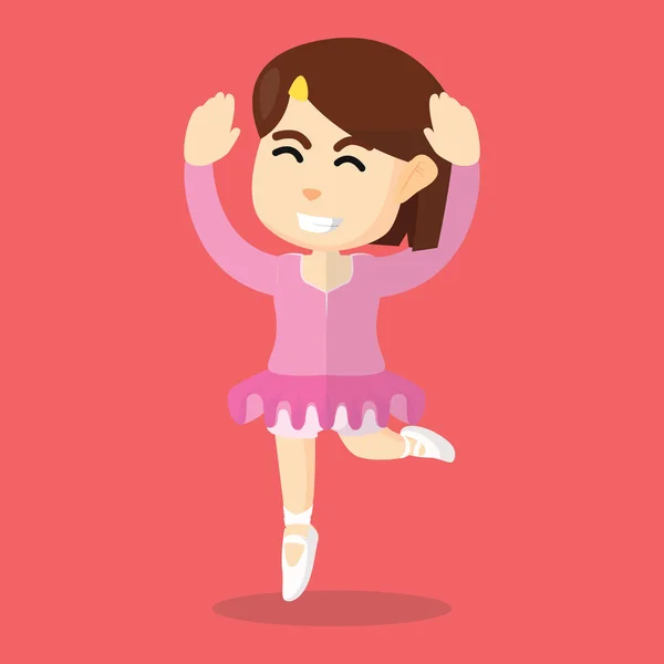 Bailarina chica plana dibujos animados — Vector de stock