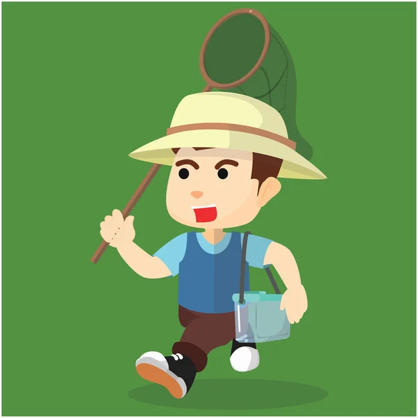 Boy preparation  for chasing bug — Stock Vector