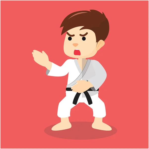 Niño usando traje de karate — Vector de stock