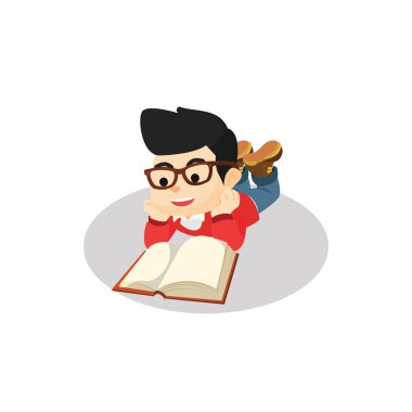 Çocuk kitap okuyor.