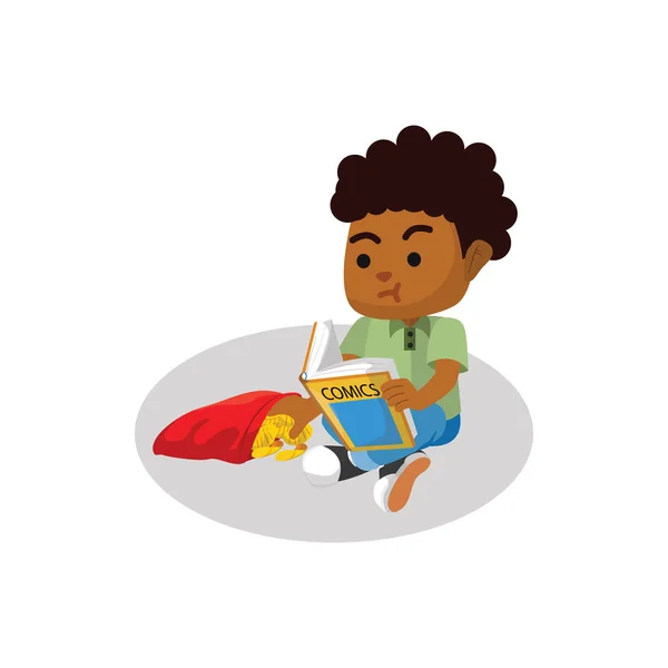 Boy reading comic — Stock Vector