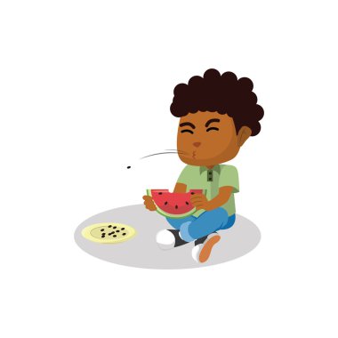 Boy eating watermelon