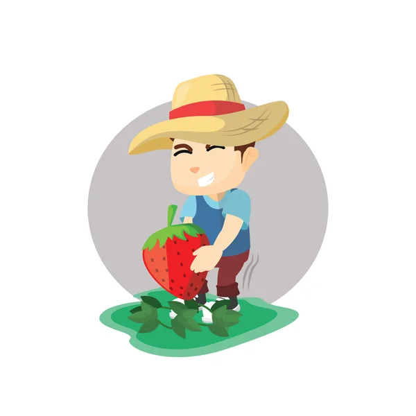 Garçon à la fraise géante — Image vectorielle