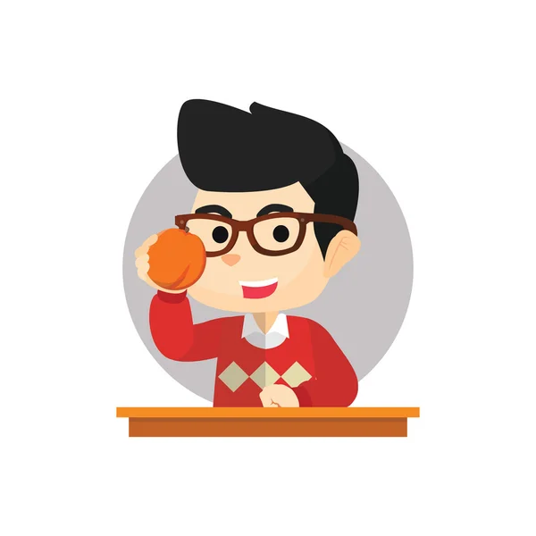 Muchacho Mostrando naranja — Vector de stock