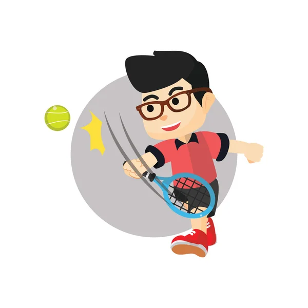 Jongen spelen tennisbal — Stockvector