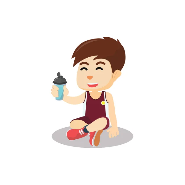 Αγόρι νερό ποτό μετά την αθλητική δραστηριότητα — Διανυσματικό Αρχείο