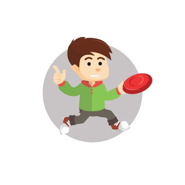 Ragazzo che gioca a frisbee — Vettoriale Stock