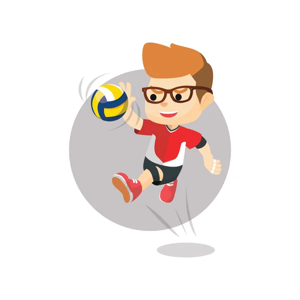 Pojke smashing volleyboll — Stock vektor