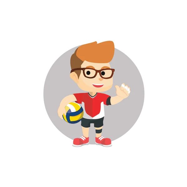 Niño usando voleibol — Vector de stock