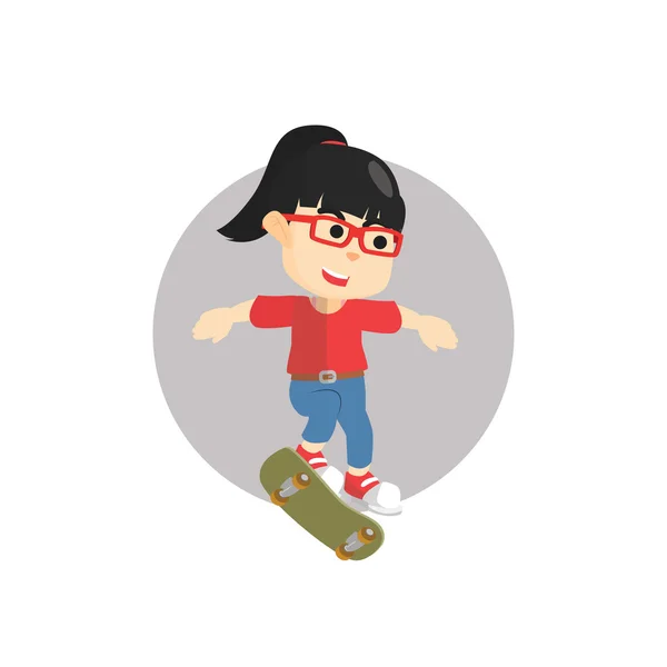 Chica kickflip con monopatín — Vector de stock