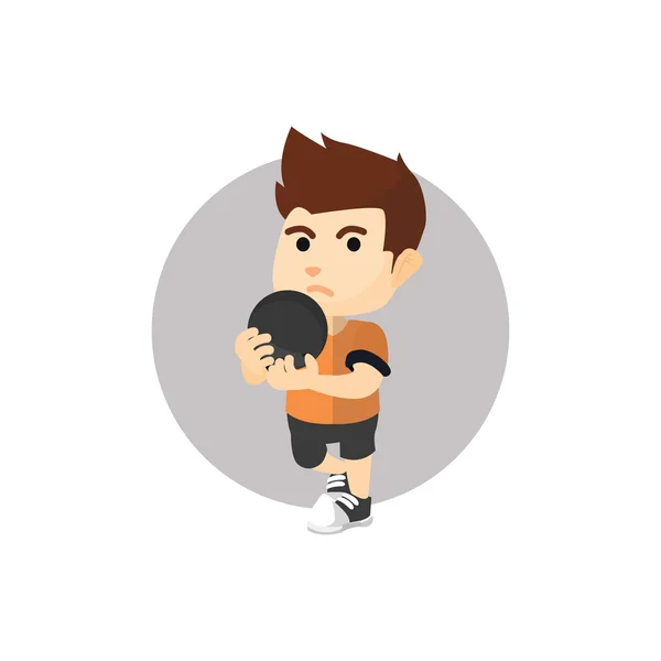 Garçon tenant boule de bowling — Image vectorielle