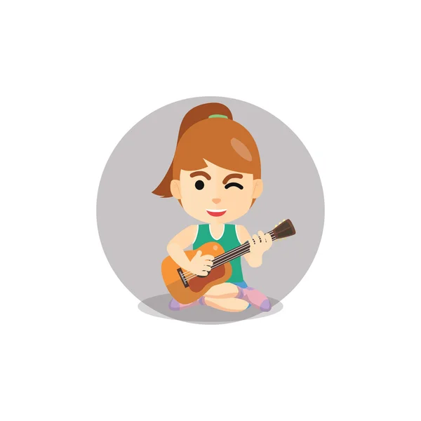 Menina tocando guitarra — Vetor de Stock