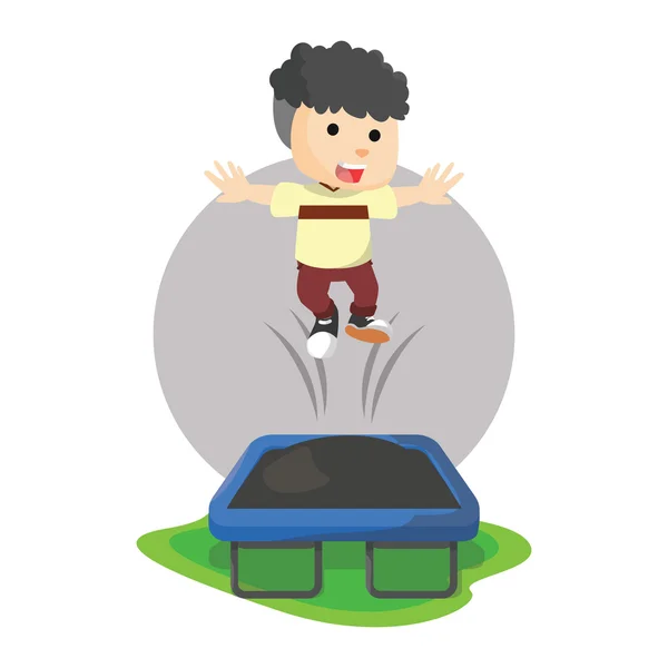 Chlapec hrát trampolína — Stockový vektor