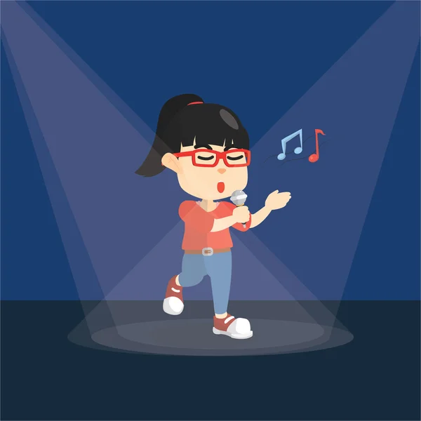 Girl singing on stage when concert — Stock Vector