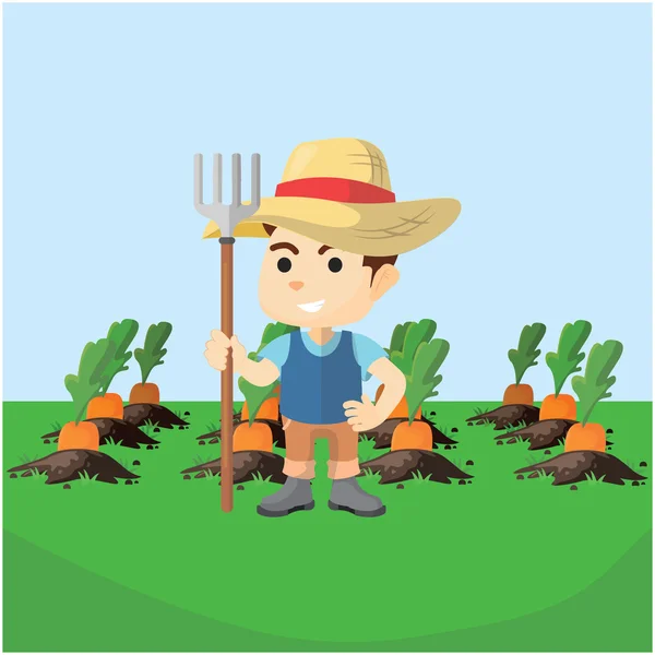 Boy ready to harvest carrot — Stock Vector