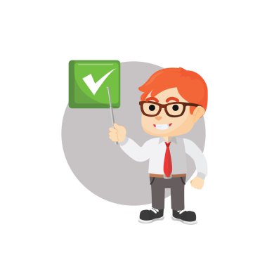 Gerçek işareti işaret iş adamı