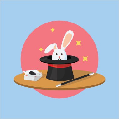 Sihirbaz aracı şapka ve tavşan