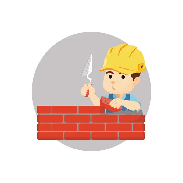 Boy using builder costume — Stock Vector