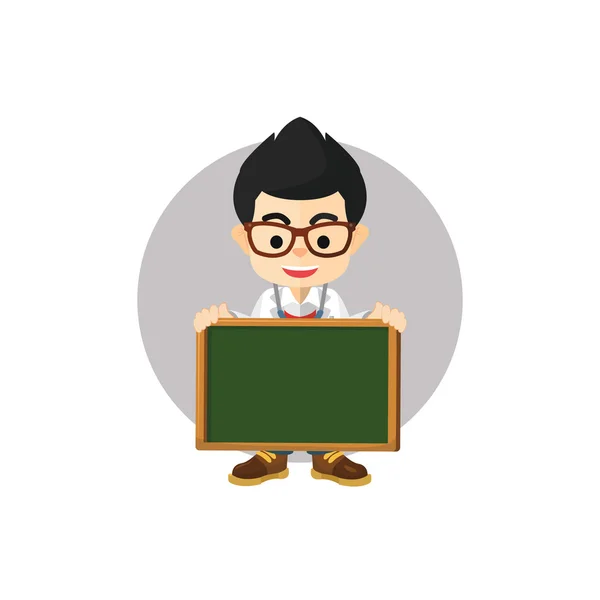 Boy doctor holding blackboard — Stock Vector