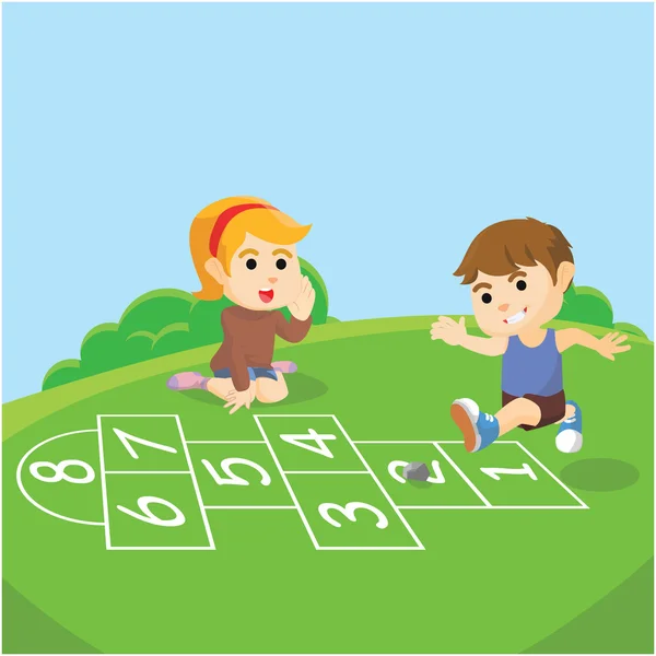 Boy and girl playing skip — Stock Vector