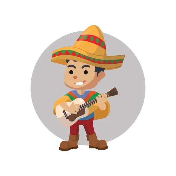 Mexican boy playing guitar — Stock Vector