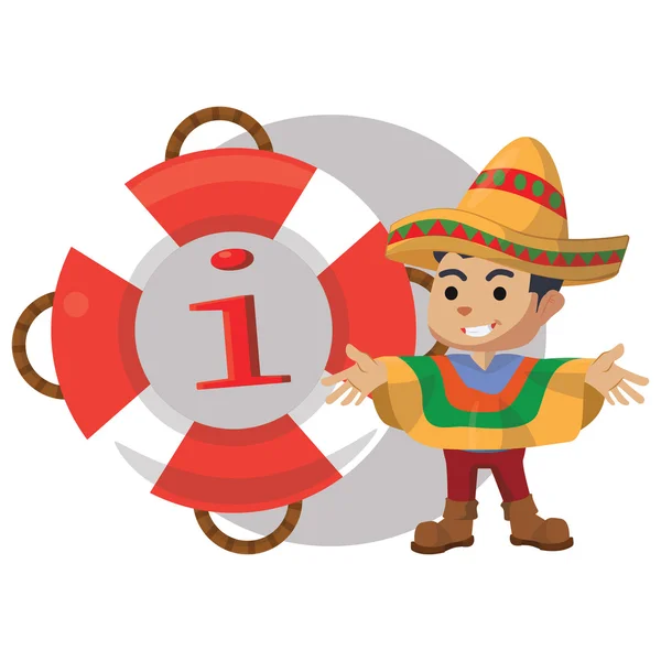 Muchacho mexicano mostrando información de flotador — Archivo Imágenes Vectoriales