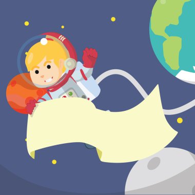 Astronot holding başlık gökada