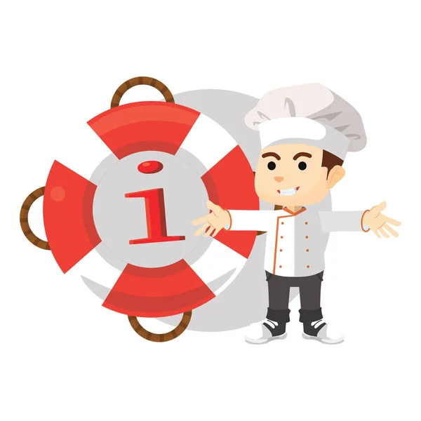 Chef-kok met informatie float — Stockvector