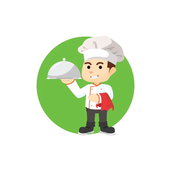 Chef con bandeja — Vector de stock