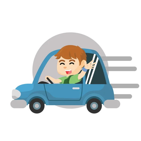 Boy riding car — Stock Vector