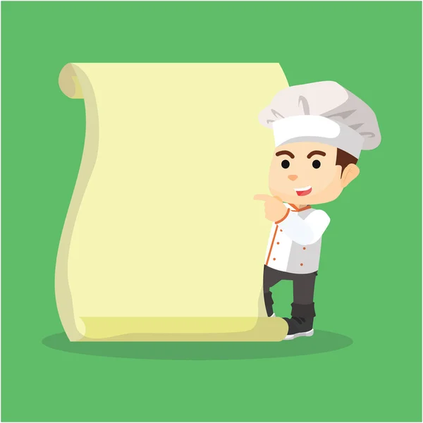 Chef boy with menu — Stock Vector