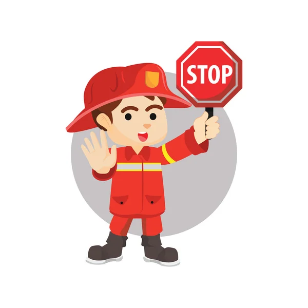 Firefighter stop sign — Stock Vector