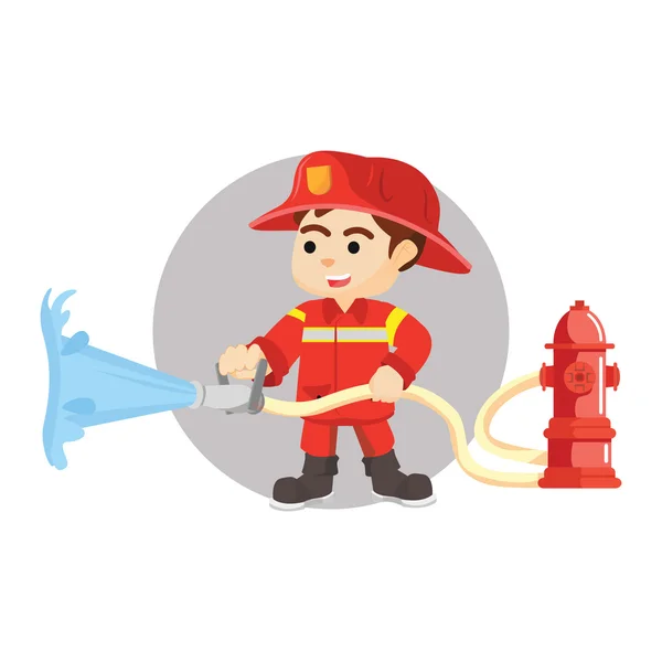 Firefighter watering illustration — Stock Vector