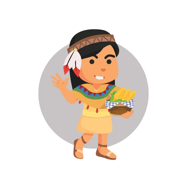 Girl indian carrying corn — Stock Vector