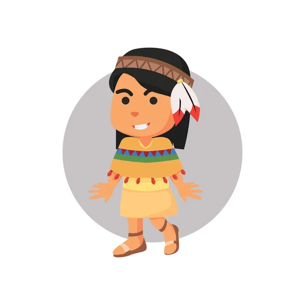 使用印第安服饰的女孩 — 图库矢量图片