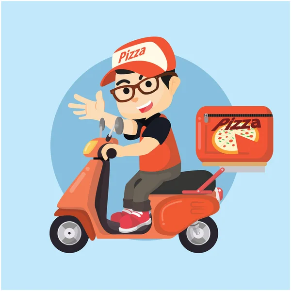 Pizza de entrega con scooter — Vector de stock