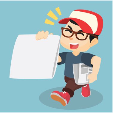 Boy selling newspaper clipart