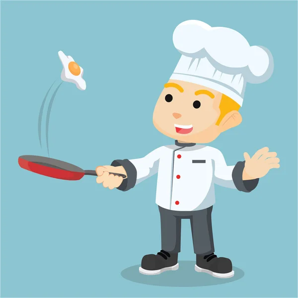 Chef voltear el huevo — Vector de stock