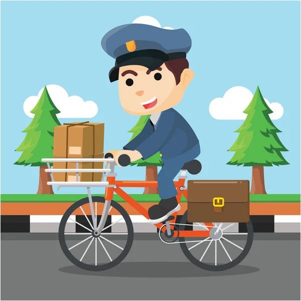 Bisikletle teslim postacı — Stok Vektör