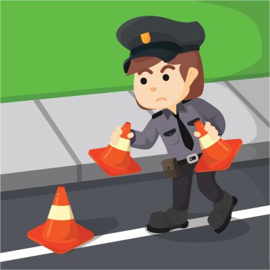 Polis kadın yol konileri tarama