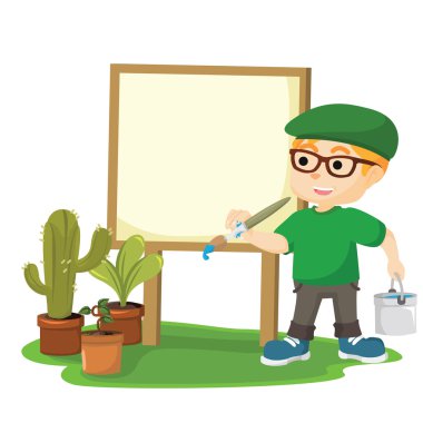 bir boş kartı üzerindeki resim ressam