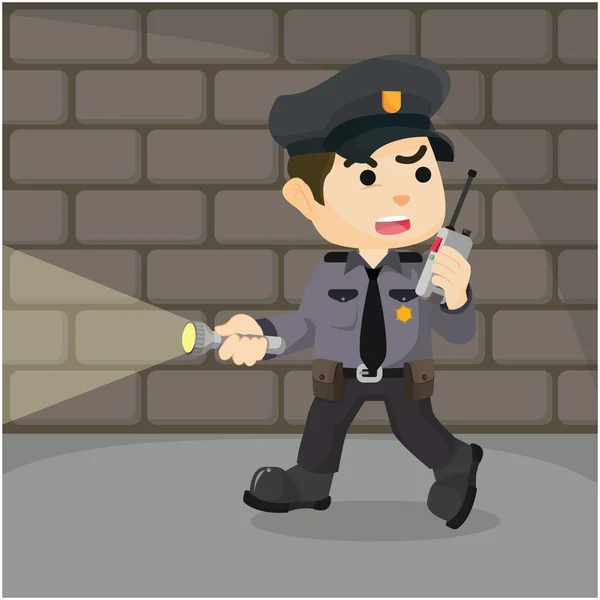 Police patrolling in dungeon — Stock Vector