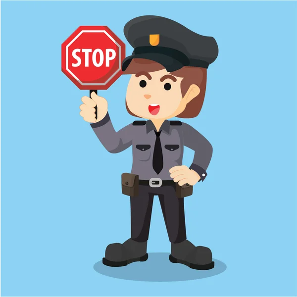 Policja kobiet posiadających znak stop — Wektor stockowy