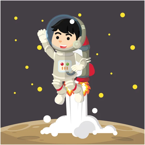 Astronauta equitação jetpack cartoon ilustração —  Vetores de Stock