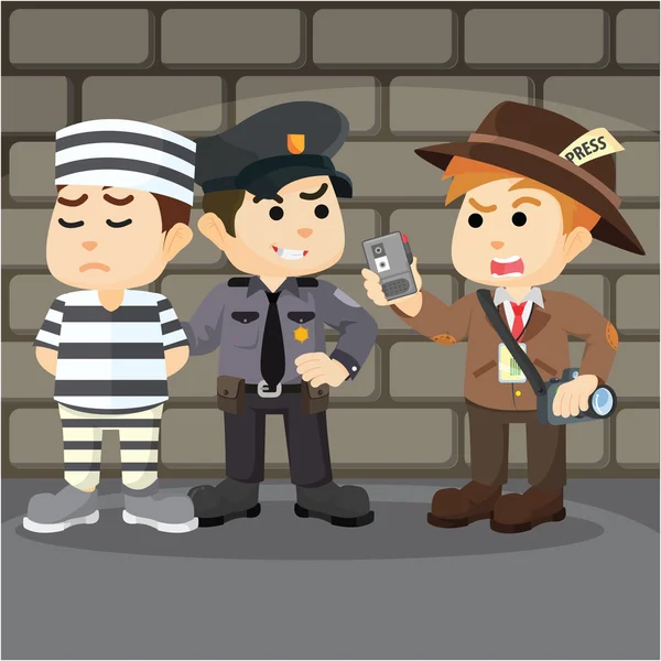 Politie geïnterviewd cartoon afbeelding — Stockvector