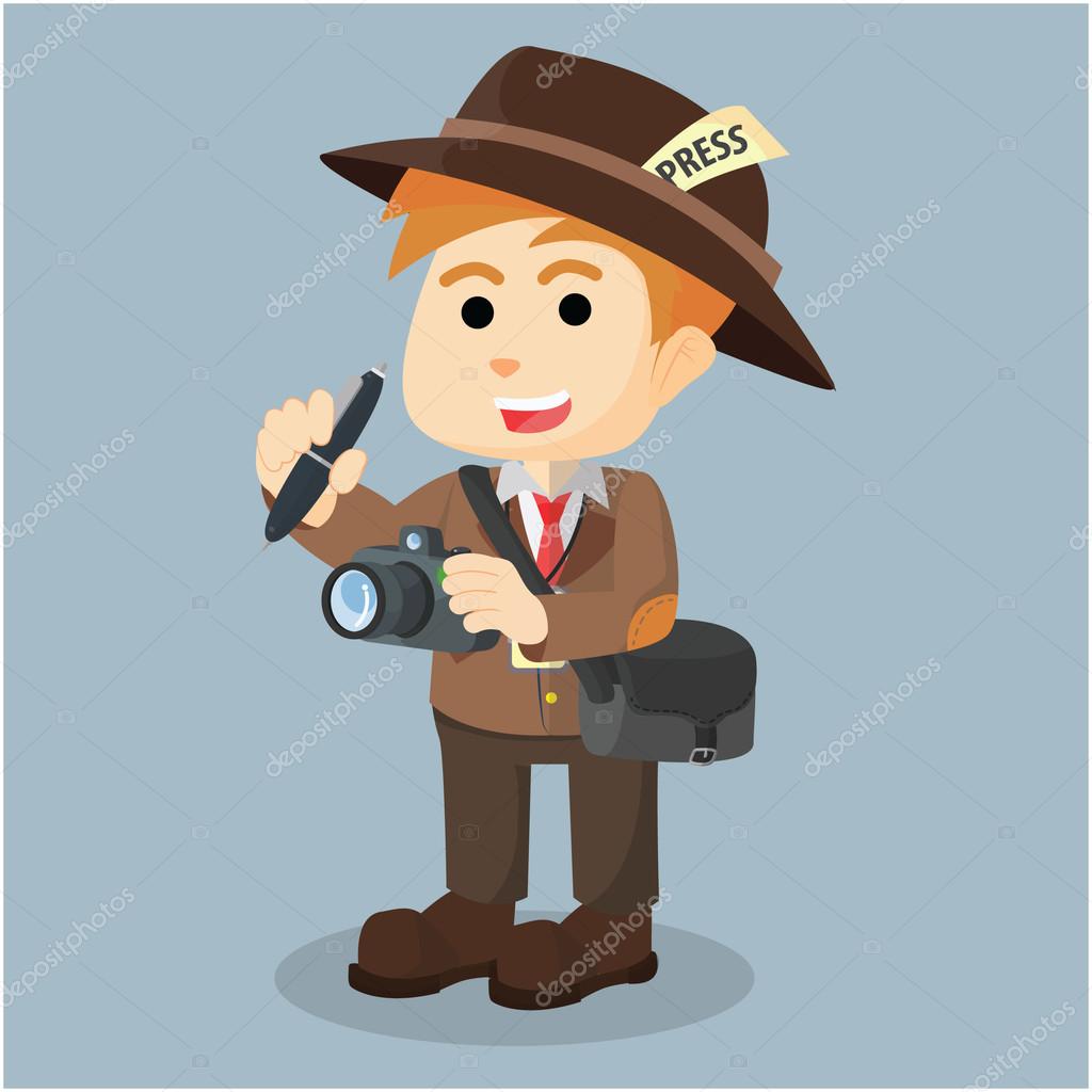 Journalist cartoon illustration — Stock Vector © funwayillustration